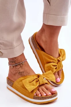 Clearance Klapki Na Platformie Żółte So Comfy Damskie Klapki Na Platformie