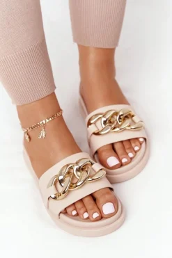 Boto Klapki Na Platformie Z Łańcuchem Nude Vacation