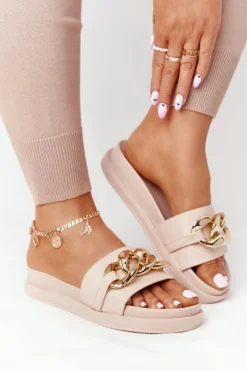 Boto Klapki Na Platformie Z Łańcuchem Nude Vacation