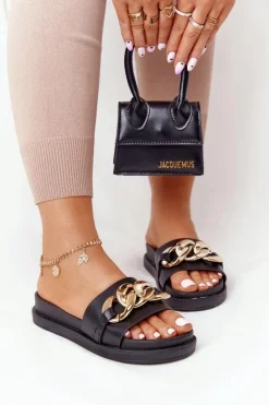 Best Klapki Na Platformie Z Łańcuchem Czarne Vacation Damskie Klapki Na Platformie|Klapki Damskie Klasyczne