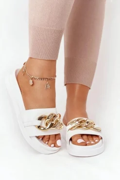 Klapki Na Platformie|Klapki Damskie Klasyczne>Boto Klapki Na Platformie Z Łańcuchem Białe Vacation