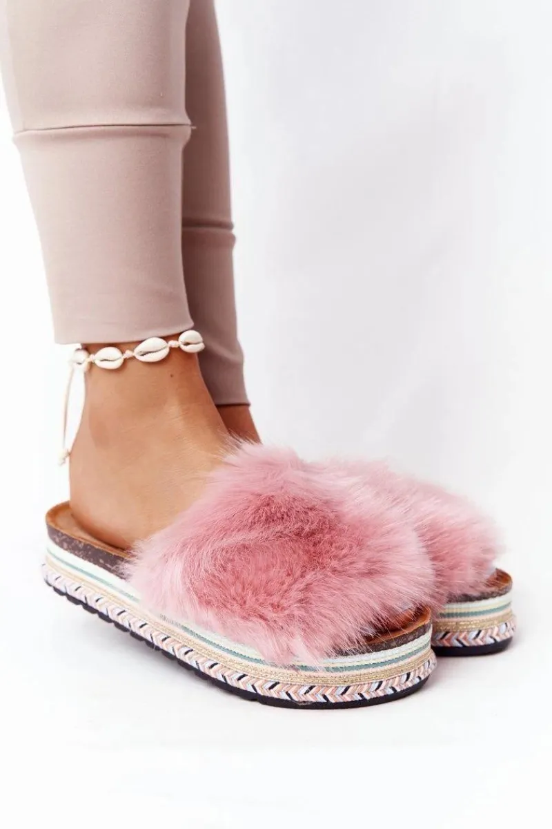 Klapki Z Futerkiem|Klapki Na Platformie>Boto Klapki Na Platformie z Futerkiem Różowe Adventure