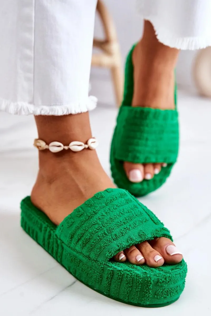 Kapcie Klasyczne|Klapki Na Platformie>Boto Klapki Papcie Na Platformie Zielone Lilly