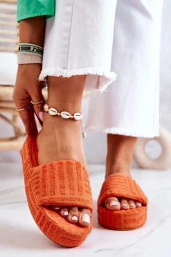 Discount Klapki Papcie Na Platformie Pomarańczowe Lilly Damskie Kapcie Klasyczne|Klapki Na Platformie