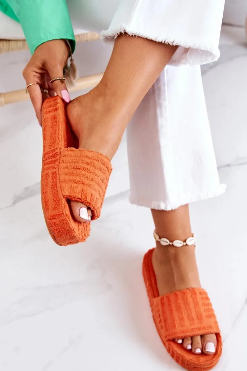 Discount Klapki Papcie Na Platformie Pomarańczowe Lilly Damskie Kapcie Klasyczne|Klapki Na Platformie