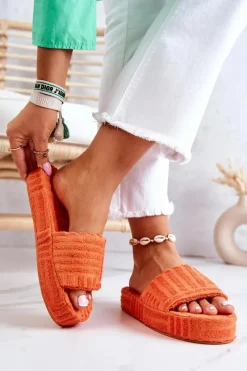 Discount Klapki Papcie Na Platformie Pomarańczowe Lilly Damskie Kapcie Klasyczne|Klapki Na Platformie