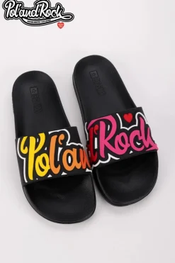 Discount Klapki Pol'and'Rock Festival X Big Star SS174508 Czarne Damskie Klapki Męskie Big Star|Klapki Męskie Klasyczne