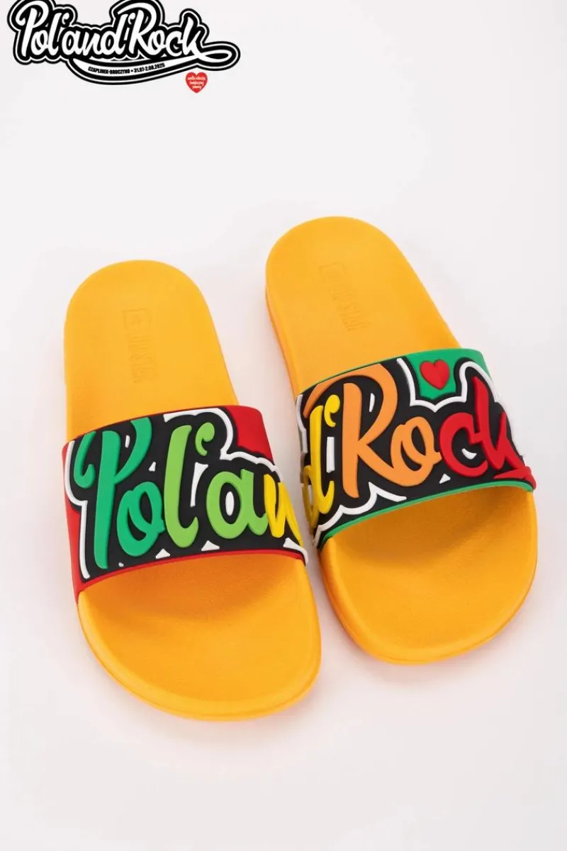 Klapki Męskie Big Star|Klapki Męskie Klasyczne>Big Star Shoes Klapki Pol'and'Rock Festival X Big Star SS174507 Żółte Żółty