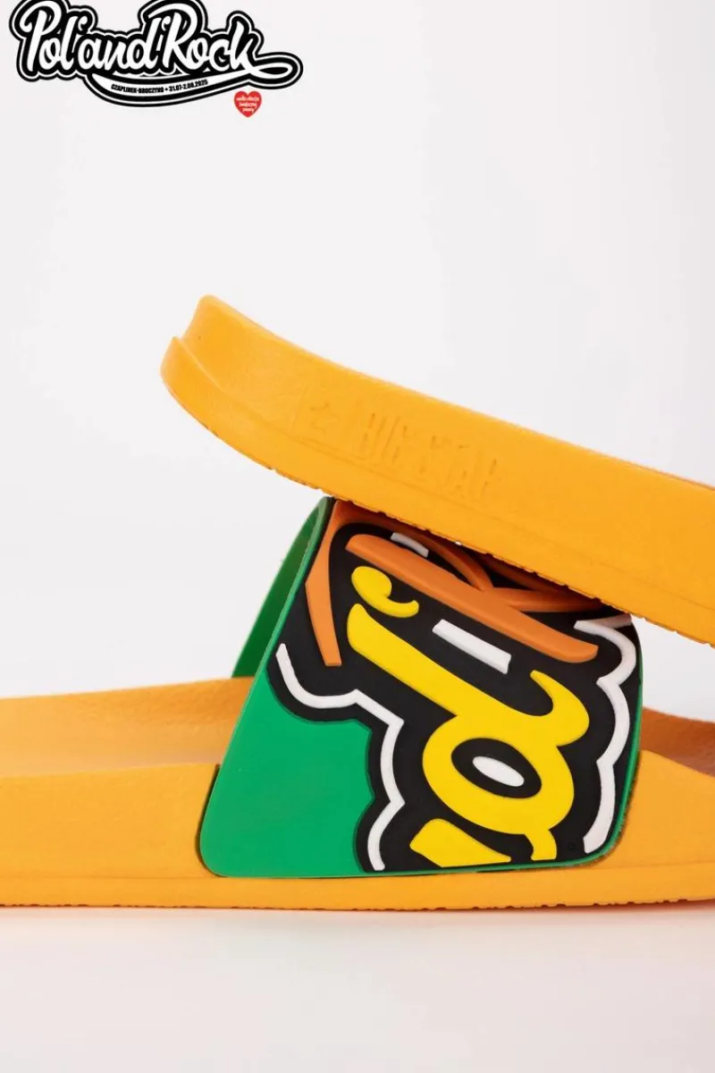 Klapki Męskie Big Star|Klapki Męskie Klasyczne>Big Star Shoes Klapki Pol'and'Rock Festival X Big Star SS174507 Żółte Żółty