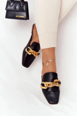 Sale Klapki Z Cholewką I Łańcuchem Czarne Call On Me Damskie Klapki Damskie Klasyczne