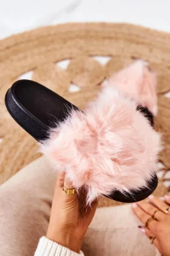 Best Boto Klapki Z Futerkiem Gumowe Jasnoróżowe Pollie