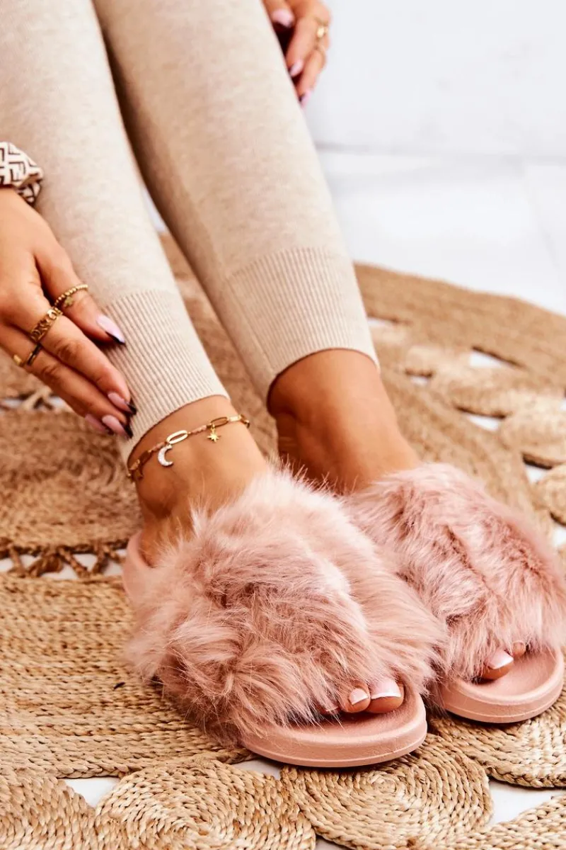 Sale Klapki Z Futerkiem Gumowe Brudny Róż Allyson Damskie Klapki Z Futerkiem|Klapki Damskie Klasyczne