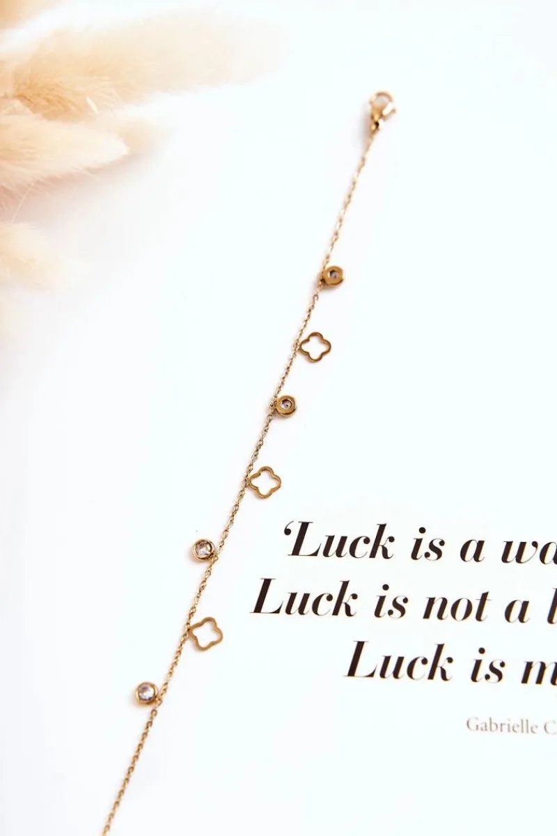 Bransoletki>Glam Chic Klasyczna Bransoletka Na Cienkim Łańcuszku Z Ozdobami Złota