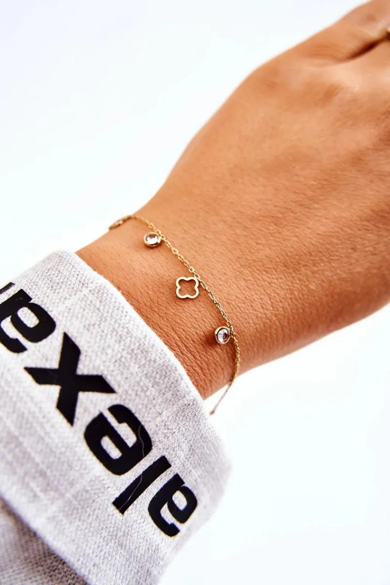 Bransoletki>Glam Chic Klasyczna Bransoletka Na Cienkim Łańcuszku Z Ozdobami Złota