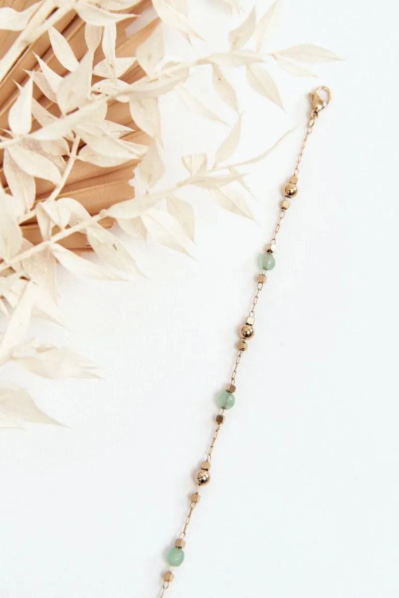 Best Klasyczna Bransoletka Z Zielonymi Koralikami Złota Bransoletki