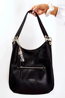 Nobo Klasyczna Skórzana Torebka M3220-C020 Czarna