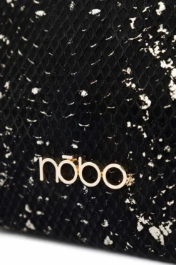 Discount Nobo Klasyczna Torebka Listonoszka Wężowy Wzór N1340-CM23 Czarno-Złota