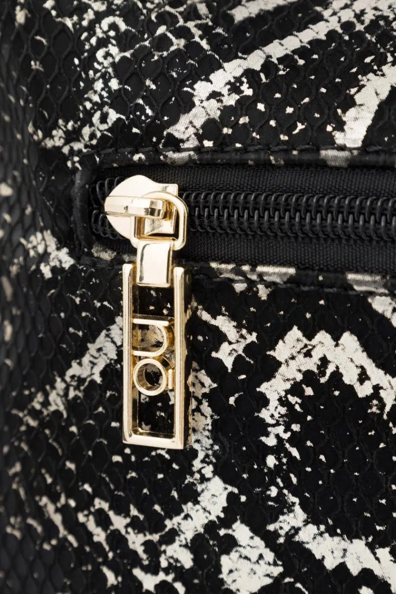 Discount Nobo Klasyczna Torebka Listonoszka Wężowy Wzór N1340-CM23 Czarno-Złota