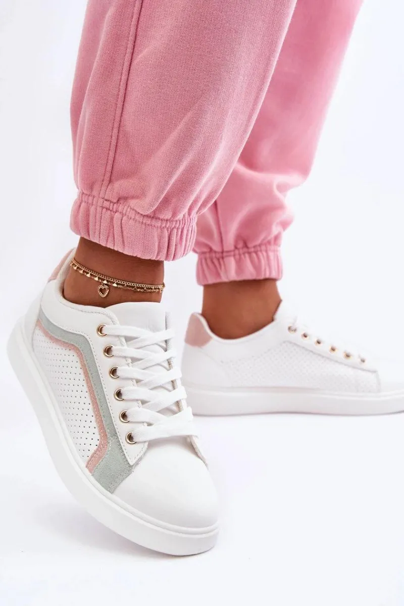 Buty Sportowe Na Platformie|Sneakersy Damskie>Boto Klasyczne Buty Sportowe Damskie Biało-Różowe Amaranti