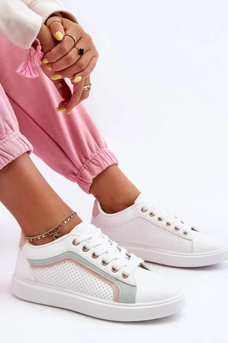 Buty Sportowe Na Platformie|Sneakersy Damskie>Boto Klasyczne Buty Sportowe Damskie Biało-Różowe Amaranti