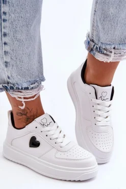 Clearance Klasyczne Buty Sportowe Z Serduszkiem Biało-Czarne Amore Damskie Buty Sportowe Na Platformie|Sneakersy Damskie