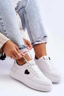 Clearance Klasyczne Buty Sportowe Z Serduszkiem Biało-Czarne Amore Damskie Buty Sportowe Na Platformie|Sneakersy Damskie