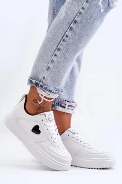 Clearance Klasyczne Buty Sportowe Z Serduszkiem Biało-Czarne Amore Damskie Buty Sportowe Na Platformie|Sneakersy Damskie