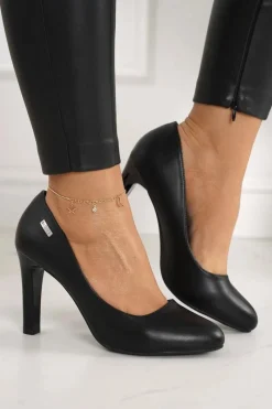 New Klasyczne Czółenka Na Słupku Czarne Eliana Damskie Czółenka Na Słupku