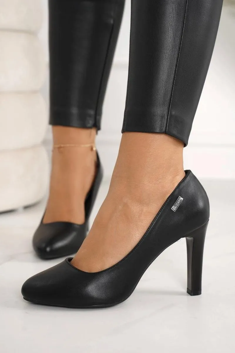 New Klasyczne Czółenka Na Słupku Czarne Eliana Damskie Czółenka Na Słupku