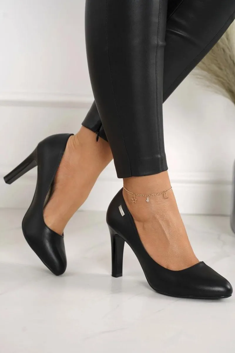 New Klasyczne Czółenka Na Słupku Czarne Eliana Damskie Czółenka Na Słupku