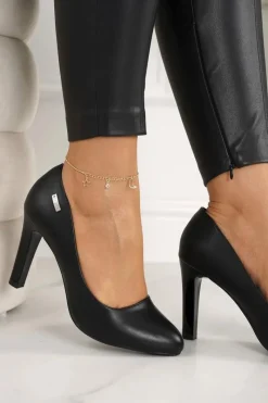 New Klasyczne Czółenka Na Słupku Czarne Eliana Damskie Czółenka Na Słupku