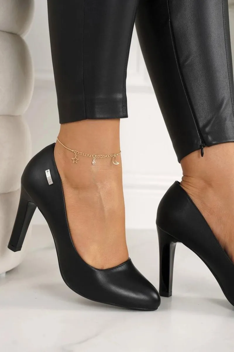 New Klasyczne Czółenka Na Słupku Czarne Eliana Damskie Czółenka Na Słupku