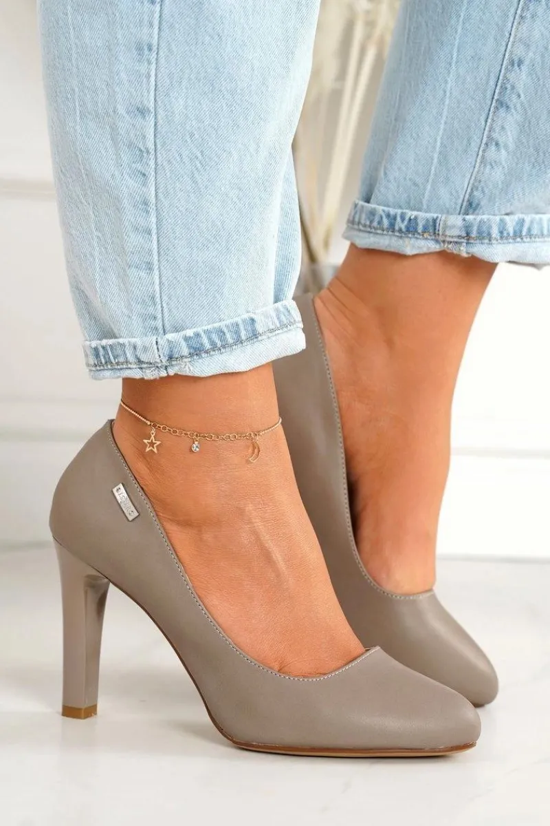 Czółenka Na Słupku>Boto Klasyczne Czółenka Na Słupku Cappuccino Eliana