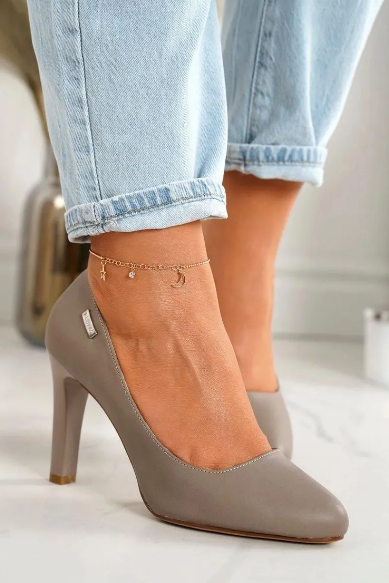 Czółenka Na Słupku>Boto Klasyczne Czółenka Na Słupku Cappuccino Eliana