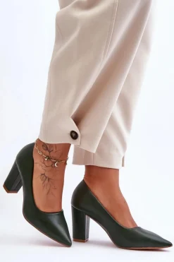 Boto Klasyczne Czółenka Na Słupku Ciemnozielone Odessa