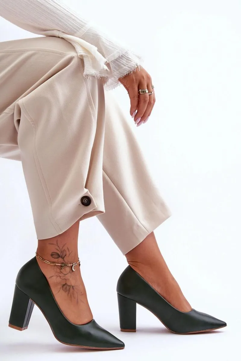 Boto Klasyczne Czółenka Na Słupku Ciemnozielone Odessa