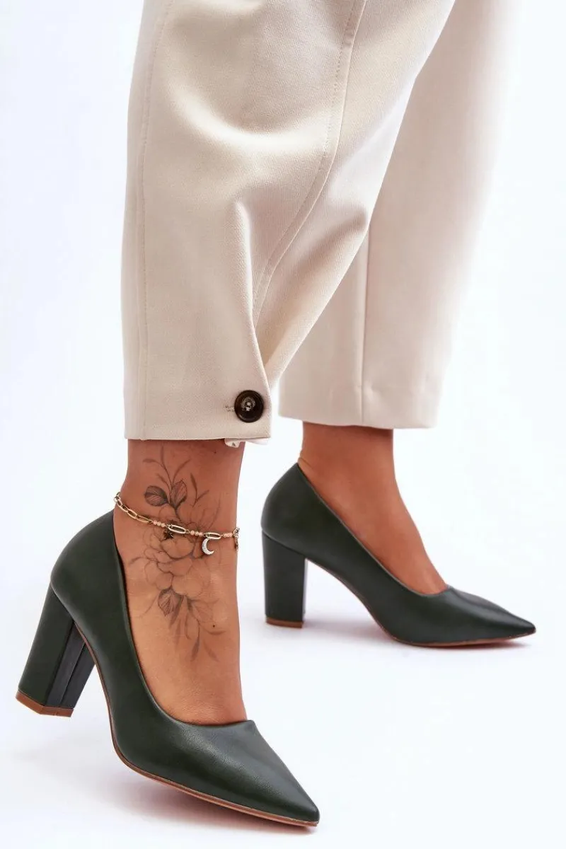 Boto Klasyczne Czółenka Na Słupku Ciemnozielone Odessa