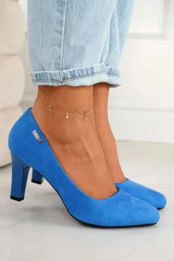 Best Boto Klasyczne Czółenka Na Słupku Zamszowe Niebieskie Eleanor