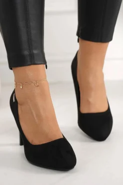 Best Boto Klasyczne Czółenka Na Słupku Zamszowe Czarne Eliana