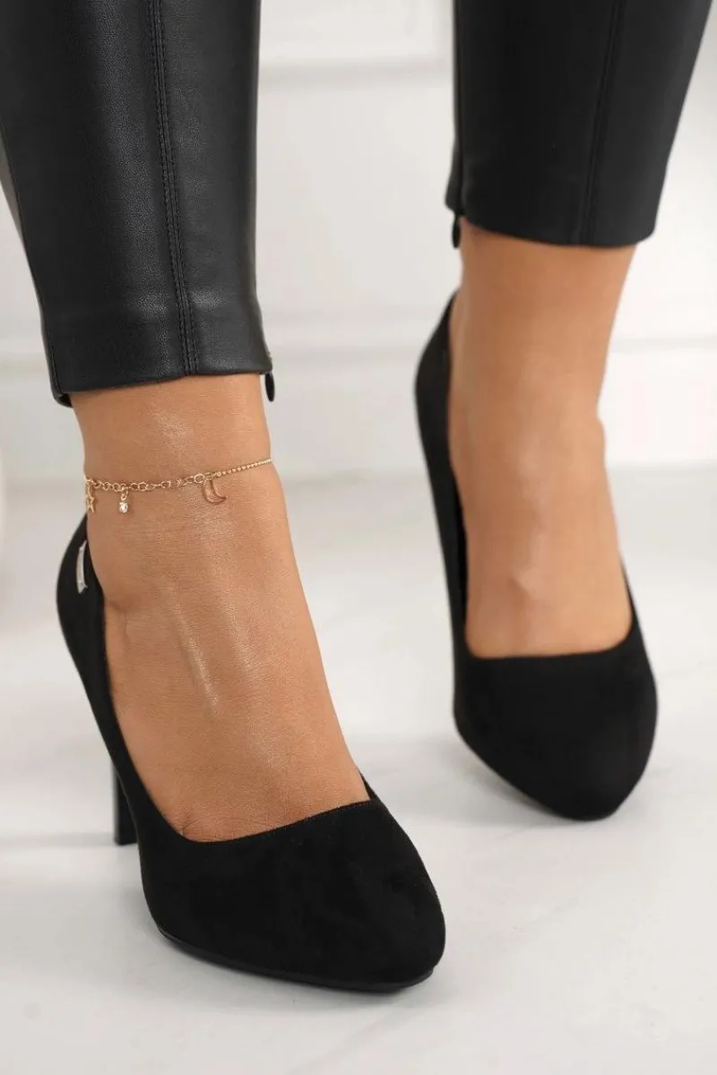 Best Boto Klasyczne Czółenka Na Słupku Zamszowe Czarne Eliana