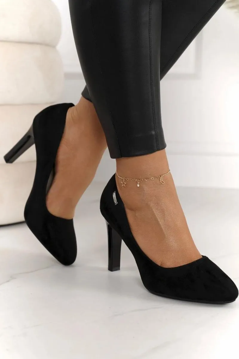 Best Boto Klasyczne Czółenka Na Słupku Zamszowe Czarne Eliana