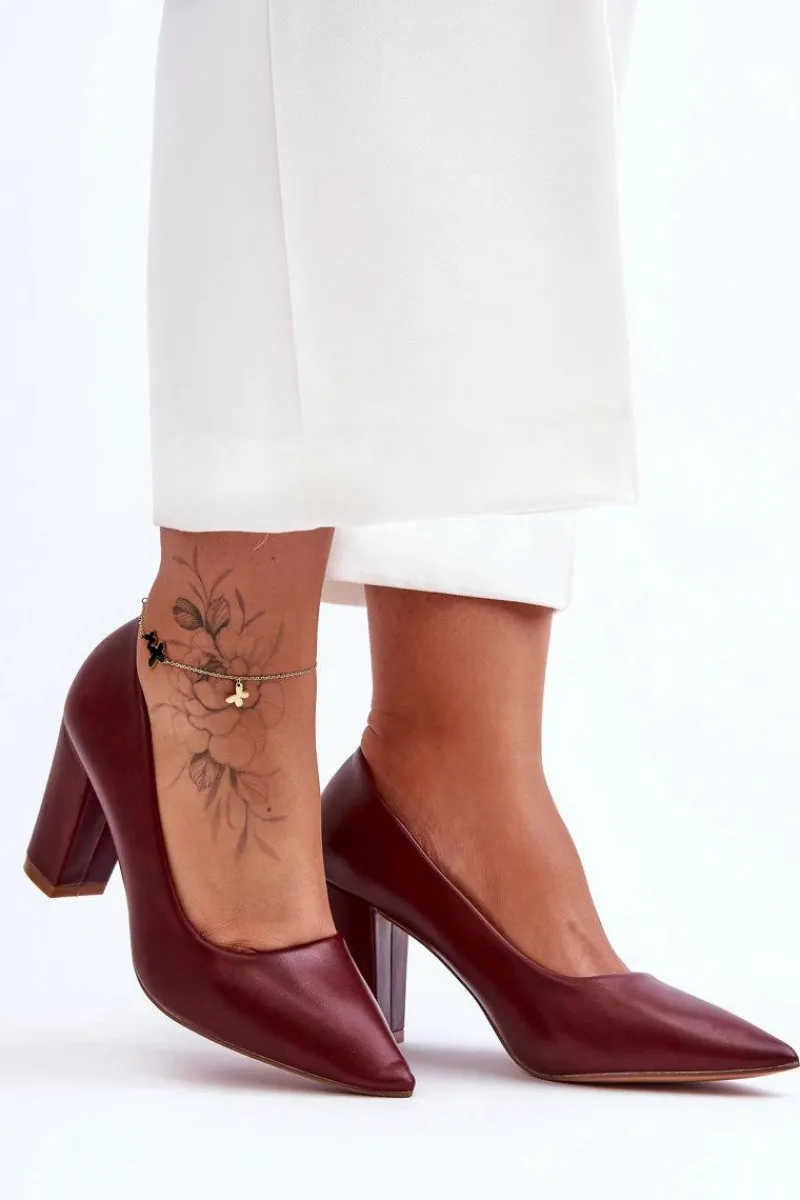 Czółenka Na Słupku|Czółenka Klasyczne>Boto Klasyczne Czółenka Na Słupku Bordowe Odessa