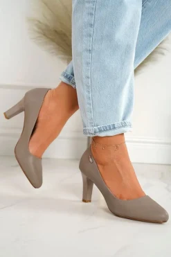 Hot Boto Klasyczne Czółenka Na Słupku Cappuccino Eleanor