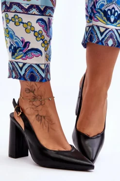 Boto Klasyczne Czółenka W Szpic Na Słupku Czarne My Love