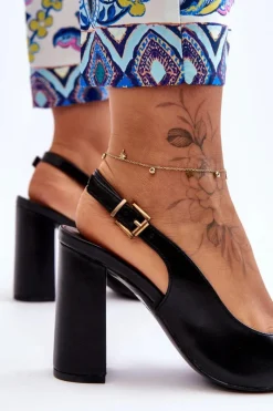 Boto Klasyczne Czółenka W Szpic Na Słupku Czarne My Love