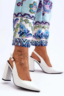 New Klasyczne Czółenka W Szpic Na Słupku Białe My Love Damskie Czółenka Na Słupku|Czółenka Klasyczne