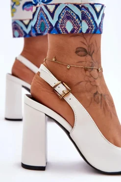 New Klasyczne Czółenka W Szpic Na Słupku Białe My Love Damskie Czółenka Na Słupku|Czółenka Klasyczne