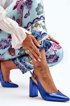 Clearance Klasyczne Czółenka W Szpic Na Słupku Niebieskie My Love Damskie Czółenka Klasyczne|Czółenka Na Słupku