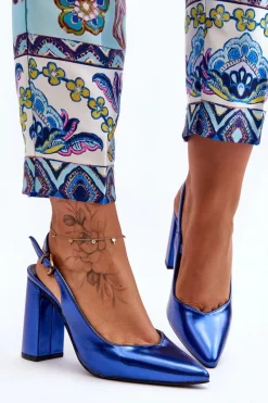 Clearance Klasyczne Czółenka W Szpic Na Słupku Niebieskie My Love Damskie Czółenka Klasyczne|Czółenka Na Słupku