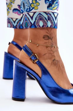 Clearance Klasyczne Czółenka W Szpic Na Słupku Niebieskie My Love Damskie Czółenka Klasyczne|Czółenka Na Słupku